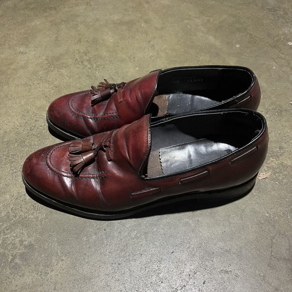 Vintage 80s Dexter Maroon Leather Tassel Loafers 7.5